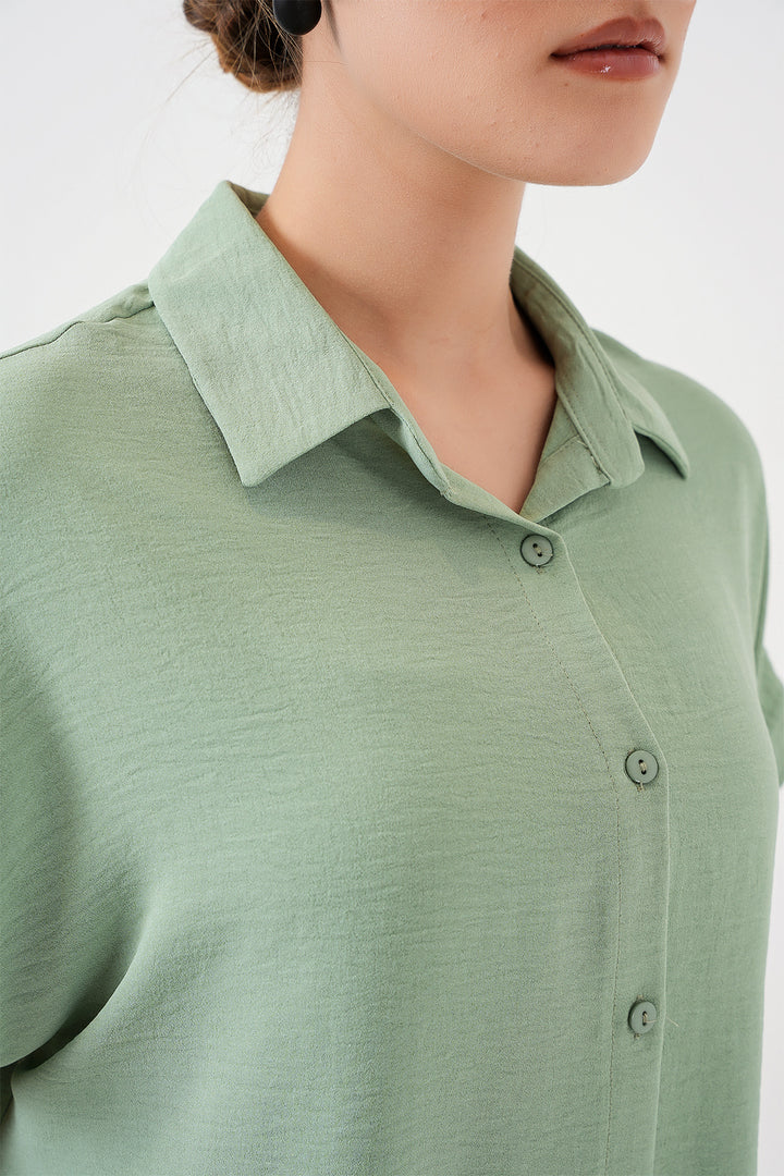 BGD Women Women's Oversize Short Sleeve Shirt 20322 - Çağla - Tamworth