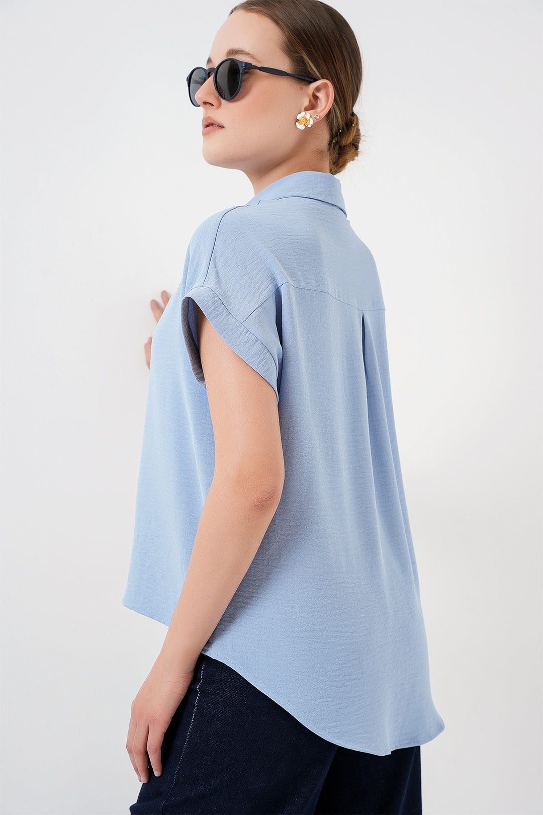BGD Women Women's Oversize Short Sleeve Shirt 20322 - Blue - Wattrelos