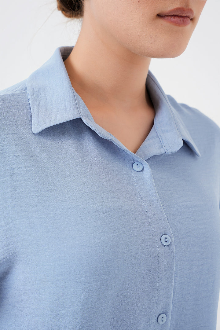 BGD Women Women's Oversize Short Sleeve Shirt 20322 - Blue - Wattrelos