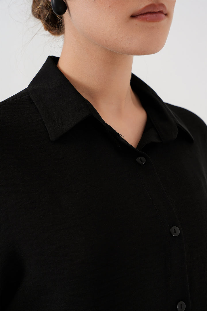 BGD Women Women's Oversize Short Sleeve Shirt 20322 - Black - Gouda