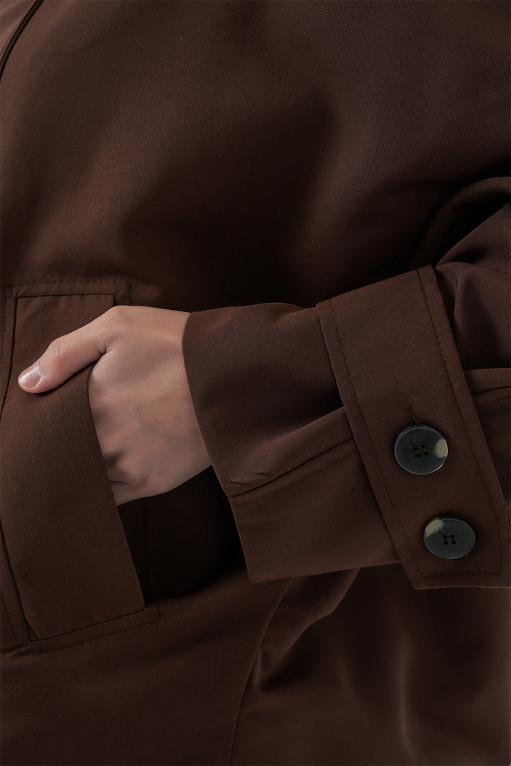 BGD Women Kadın Oversize Kısa Trençkot 5977 - Kahverengi - Ciudad Benito Juárez