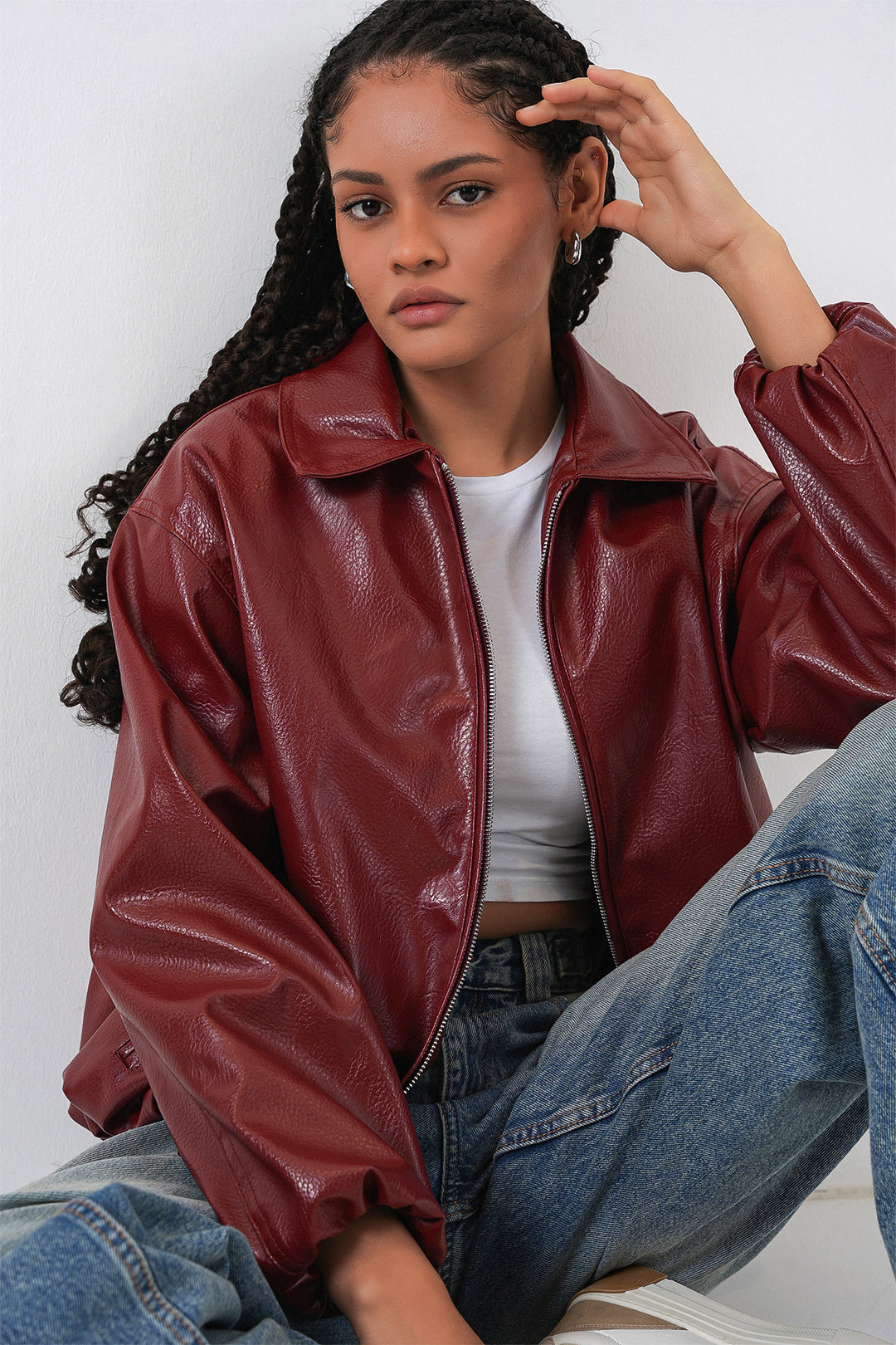 BGD Women Kadın Oversize Suni Deri Ceket 1049 - Kiremit - Caluire-et-Cuire