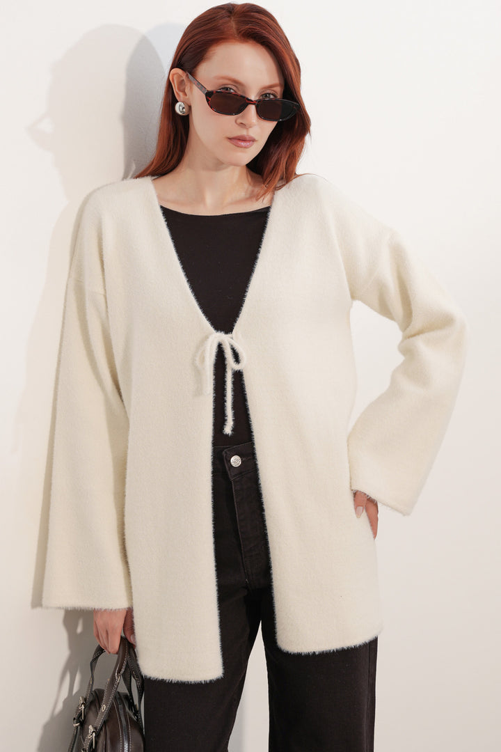 BGD Women Kadın Oversize Triko Hırka 15972 - Krem - Juana Díaz