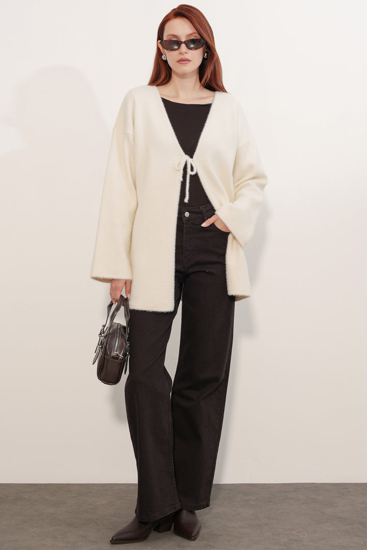 BGD Women Kadın Oversize Triko Hırka 15972 - Krem - Juana Díaz
