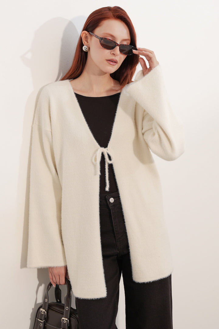 BGD Women Kadın Oversize Triko Hırka 15972 - Krem - Juana Díaz