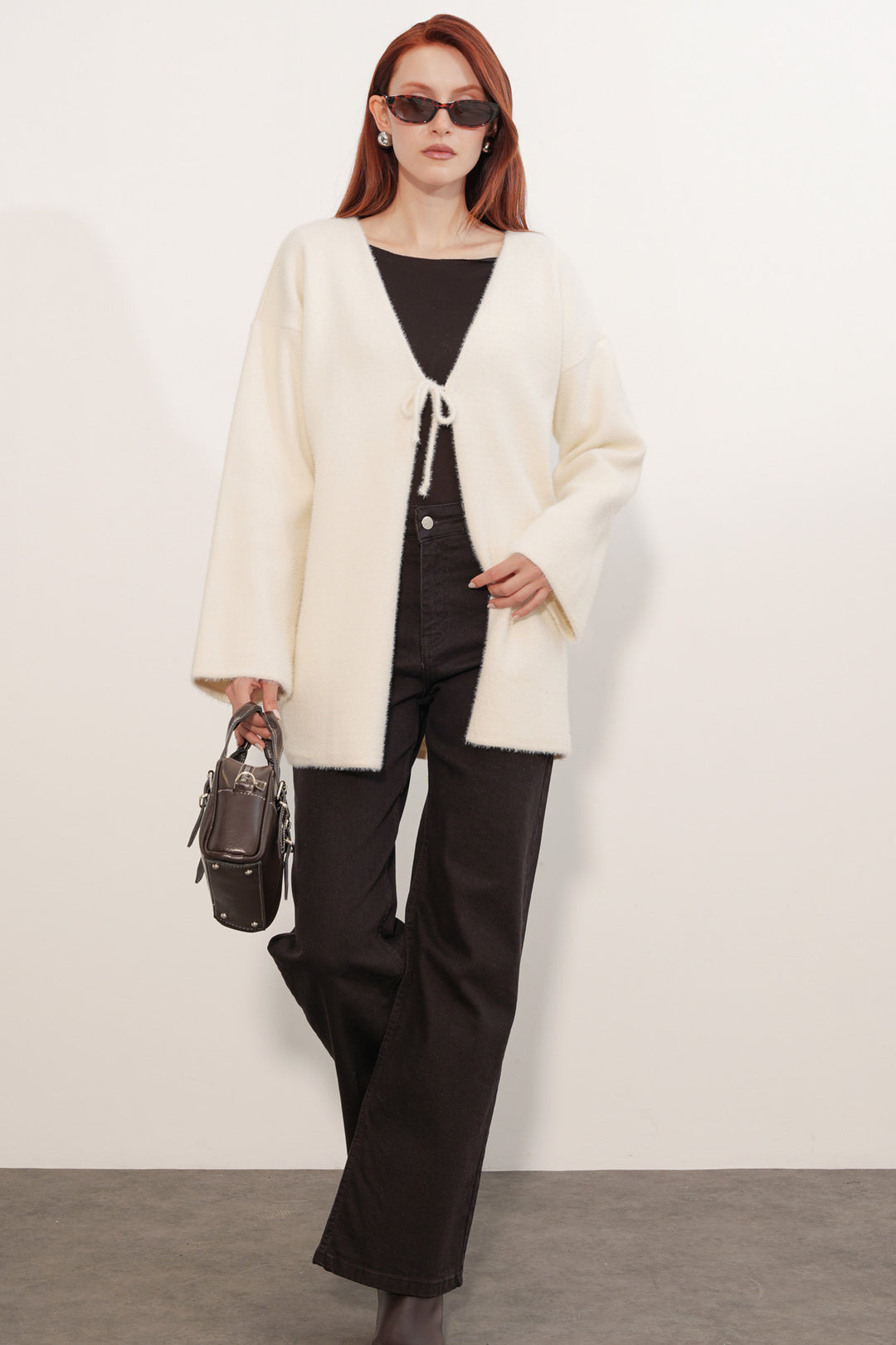 BGD Women Kadın Oversize Triko Hırka 15972 - Krem - Juana Díaz