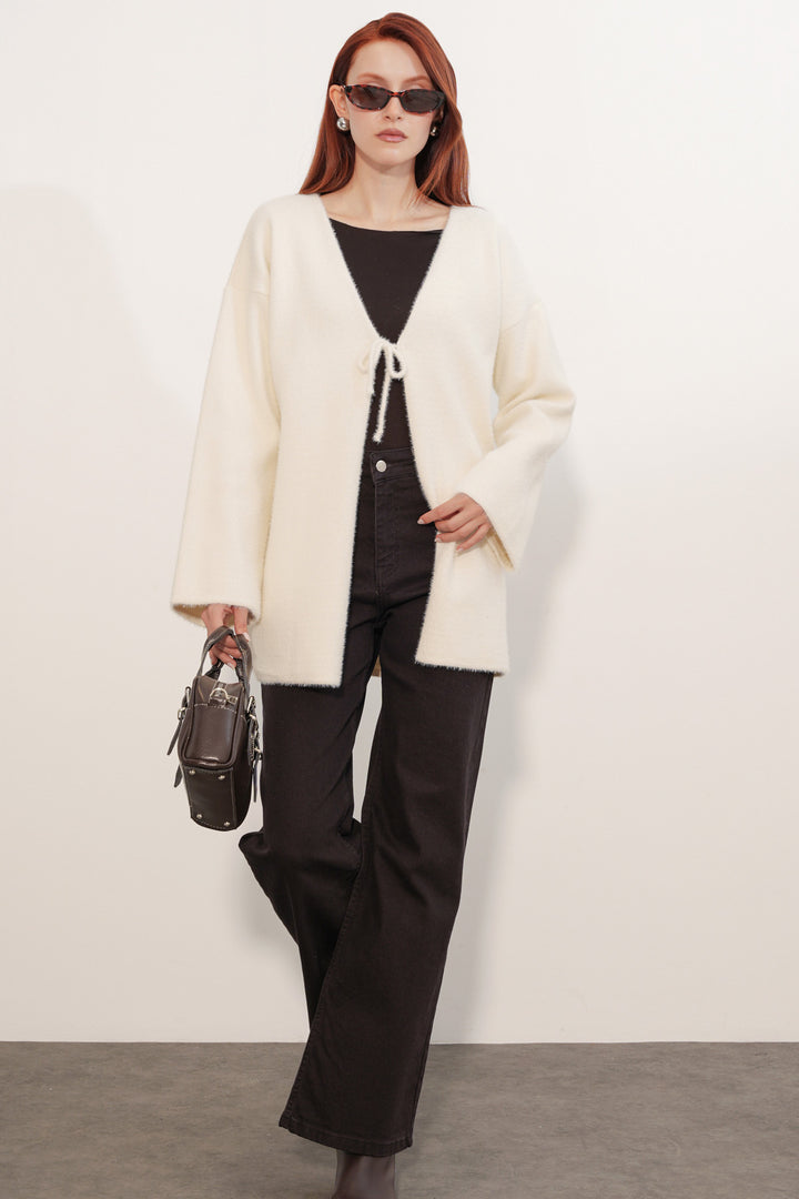 BGD Women Kadın Oversize Triko Hırka 15972 - Krem - Juana Díaz