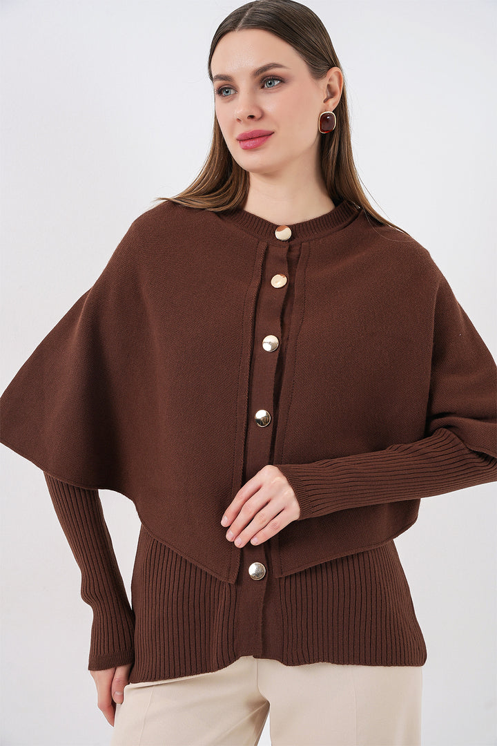 BGD Women Woman Cape Knit Cardigan 15967 - Brown - Brentwood