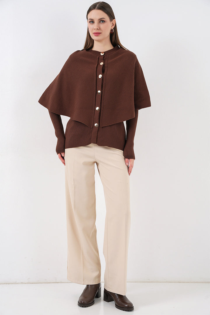 BGD Women Woman Cape Knit Cardigan 15967 - Brown - Brentwood