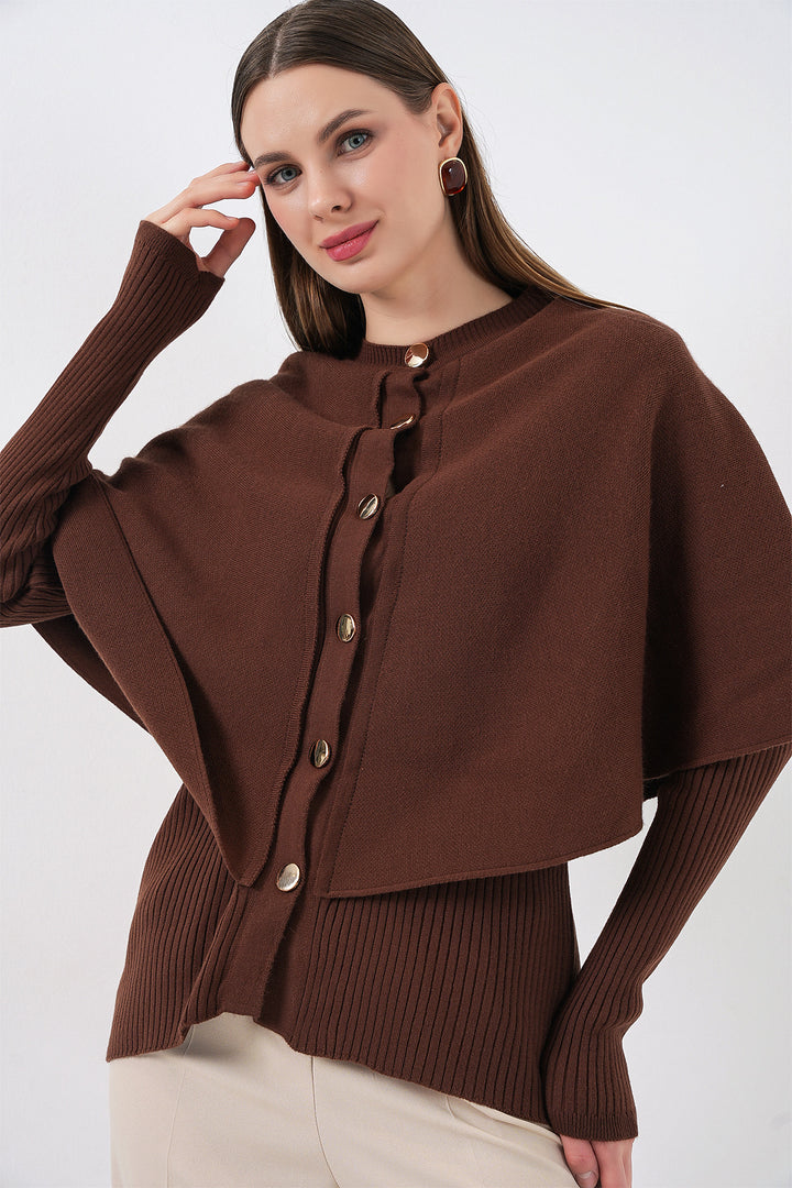 BGD Women Woman Cape Knit Cardigan 15967 - Brown - Brentwood
