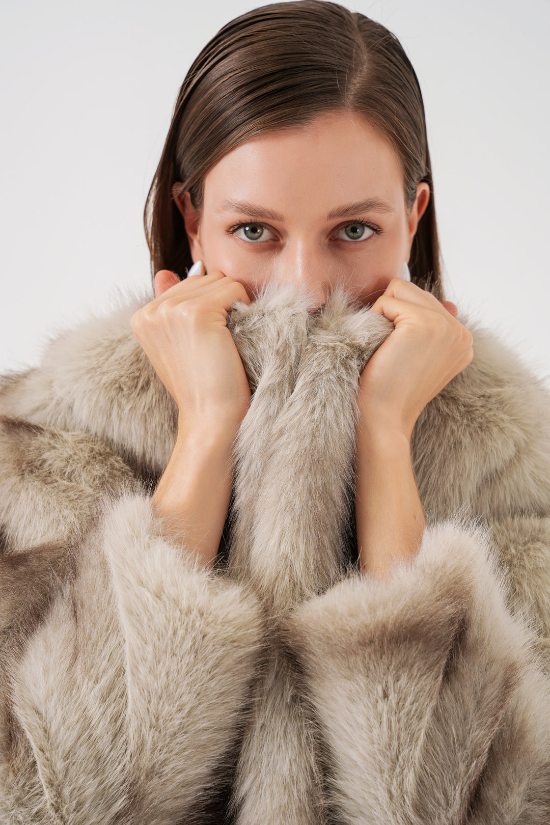 BGD Women Women's Plush Fur Coat 5225 - Beige - Caldwell