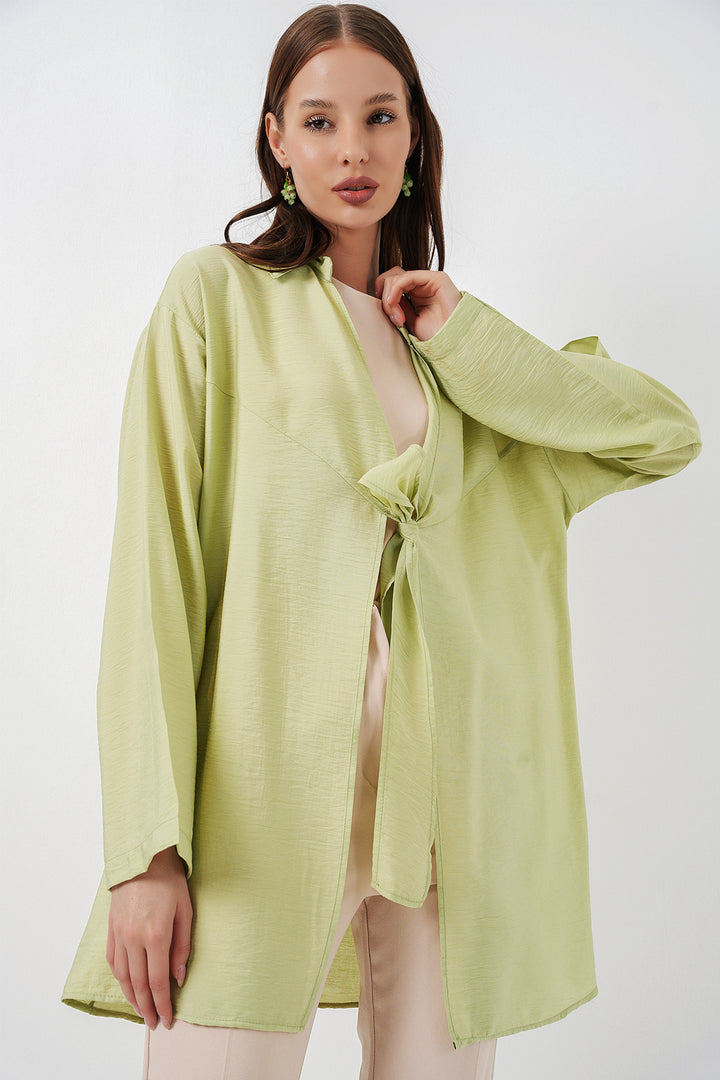 BGD Women Kadın Salaş Bağcıklı Kimono 5981 - E.Yeşil - Coacalco