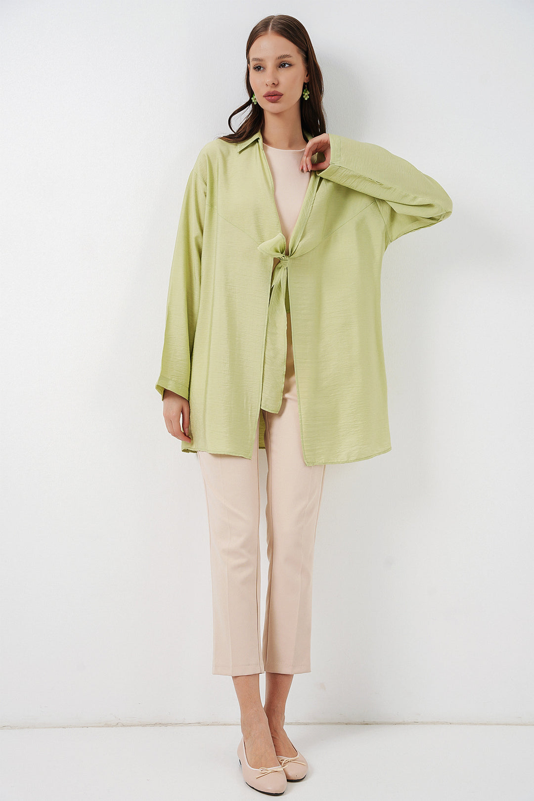 BGD Women Kadın Salaş Bağcıklı Kimono 5981 - E.Yeşil - Coacalco