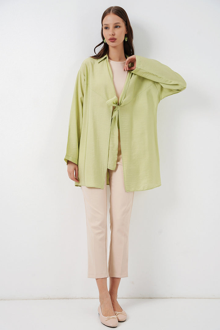 BGD Women Kadın Salaş Bağcıklı Kimono 5981 - E.Yeşil - Coacalco