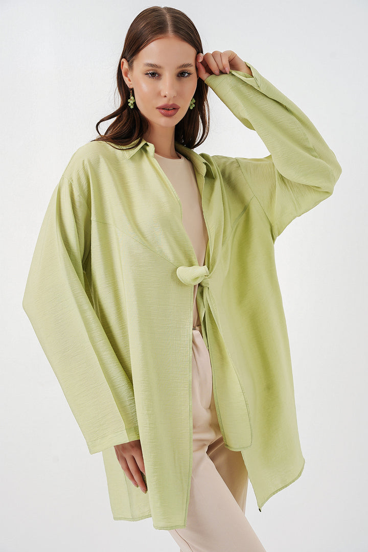 BGD Women Kadın Salaş Bağcıklı Kimono 5981 - E.Yeşil - Coacalco
