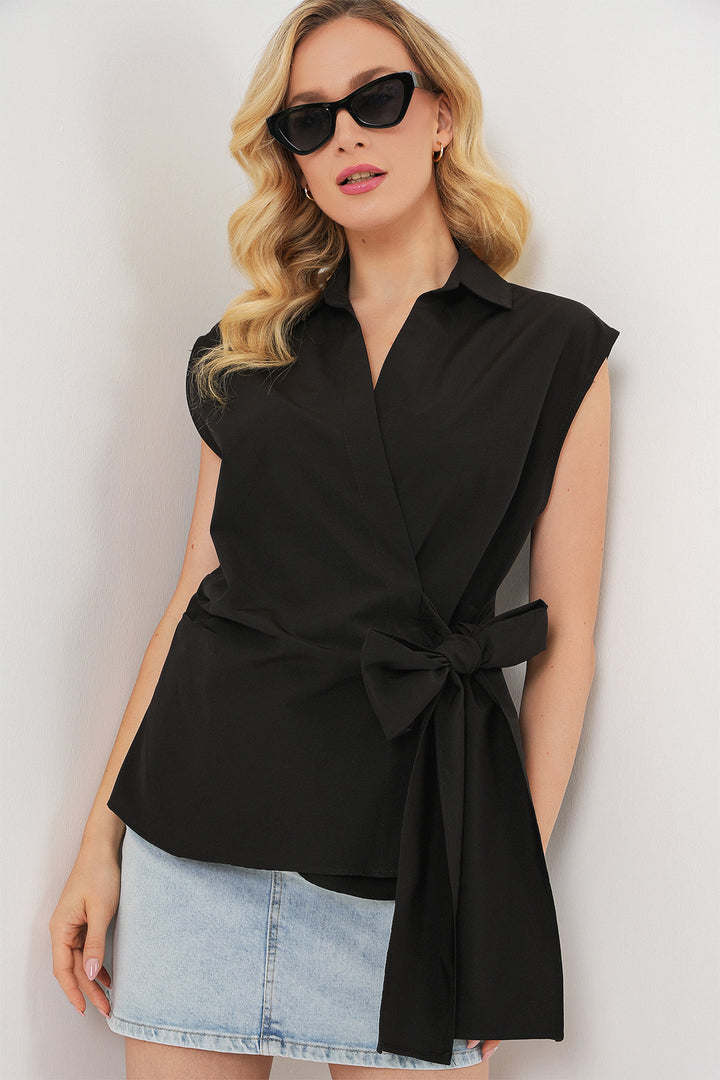 BGD Women Woman Zero Sleeve Envelope Shirt 20343 - Black - Valle de Santiago
