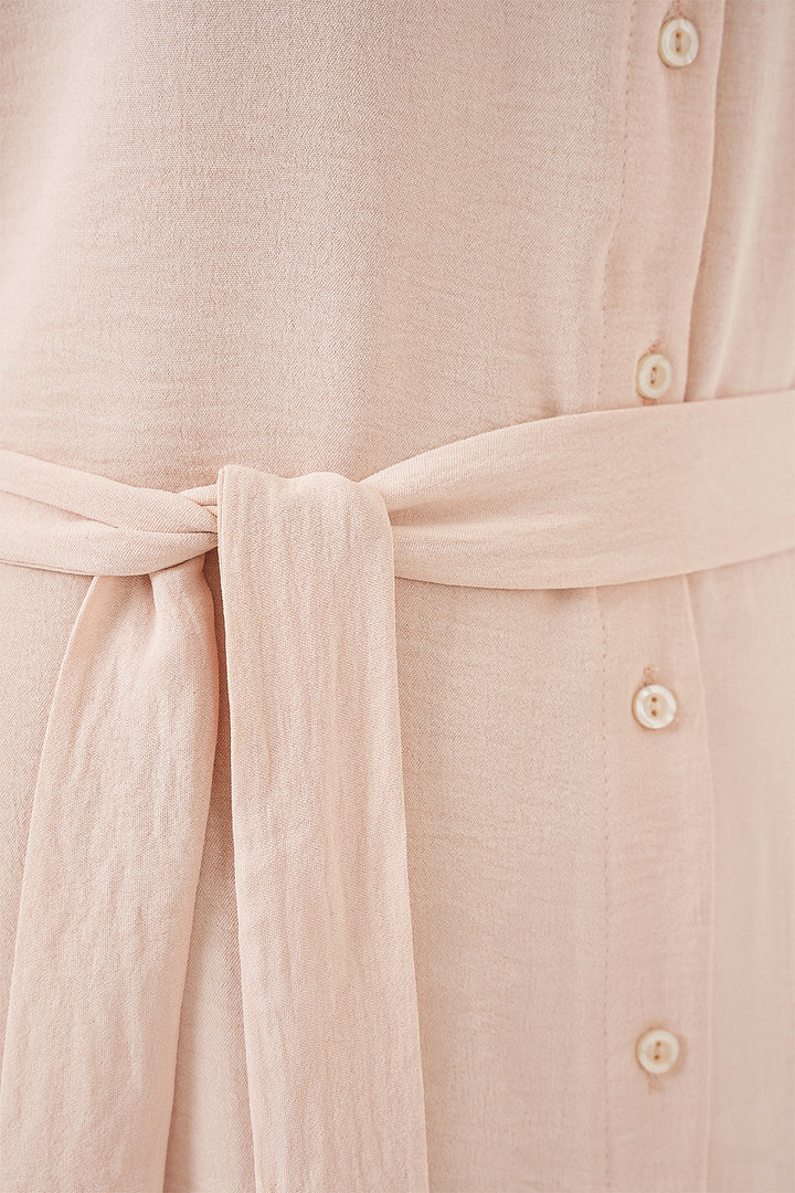 BGD Women Women's Zero Sleeve Belted Ayrobin Dress 2568 - Cream - Grapevine