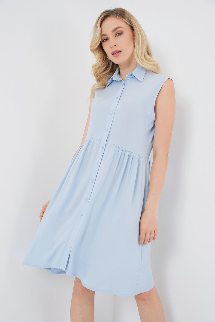 BGD Women Woman Zero Sleeve Midi Dress 2563 - Blue - Terracina