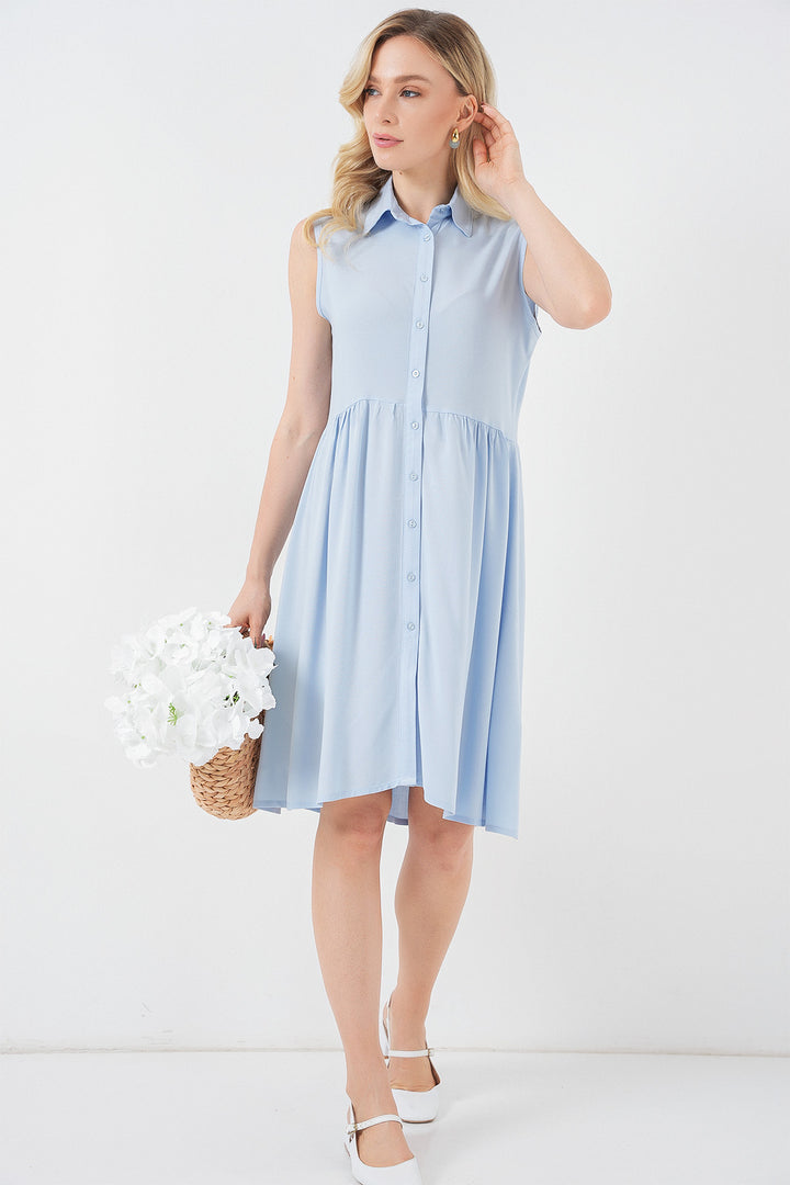 BGD Women Woman Zero Sleeve Midi Dress 2563 - Blue - Terracina