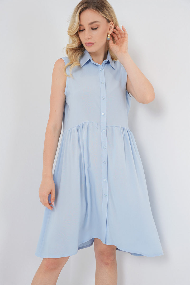 BGD Women Woman Zero Sleeve Midi Dress 2563 - Blue - Terracina