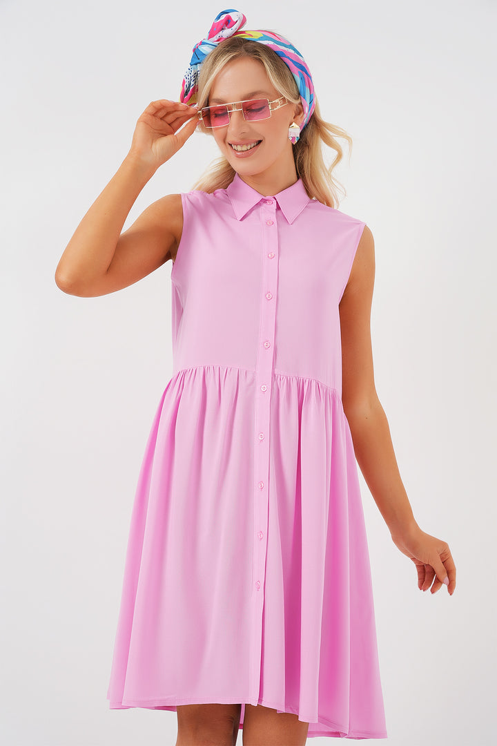 BGD Women Woman Zero Sleeve Midi Dress 2563 - Pink - Fulham