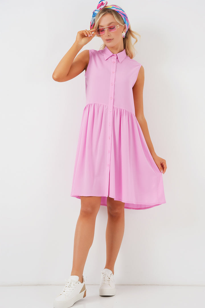 BGD Women Woman Zero Sleeve Midi Dress 2563 - Pink - Fulham