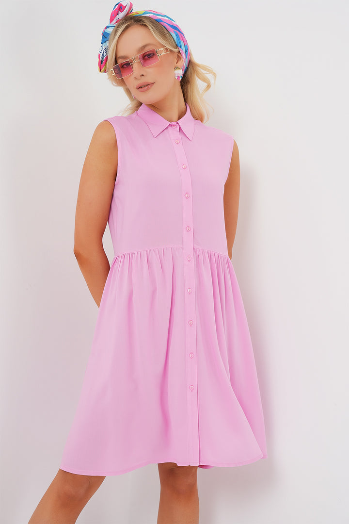 BGD Women Woman Zero Sleeve Midi Dress 2563 - Pink - Fulham