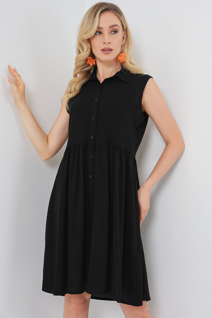 BGD Women Woman Zero Sleeve Midi Dress 2563 - Black - Erlangen
