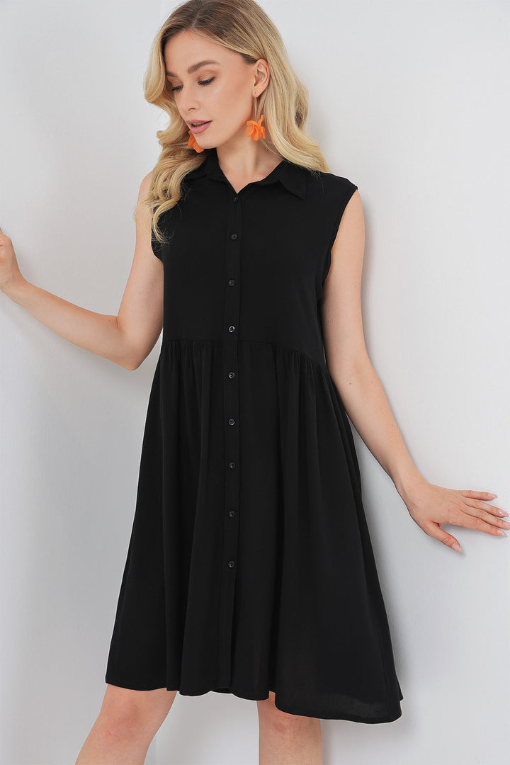 BGD Women Woman Zero Sleeve Midi Dress 2563 - Black - Erlangen