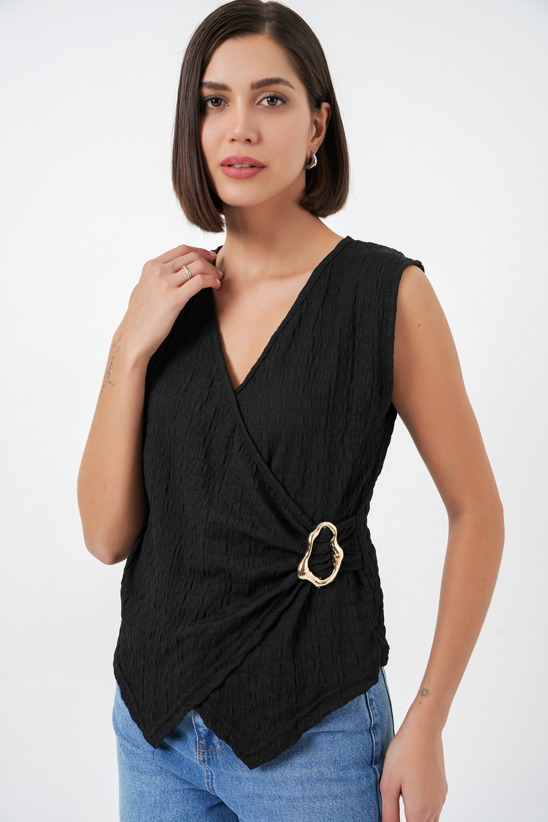 BGD Women Kadın Sıfır Kol Örme Bluz 988 - Siyah - Neuilly-sur-Marne