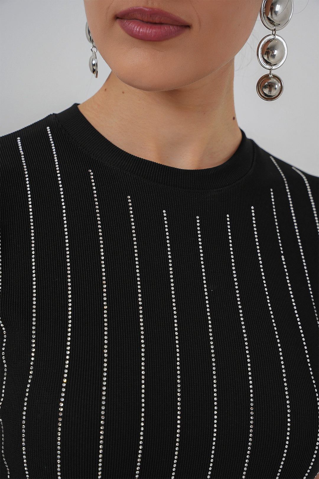 BGD Women Woman Zero Sleeve Stone Embellished Blouse 931 - Black - Tyler