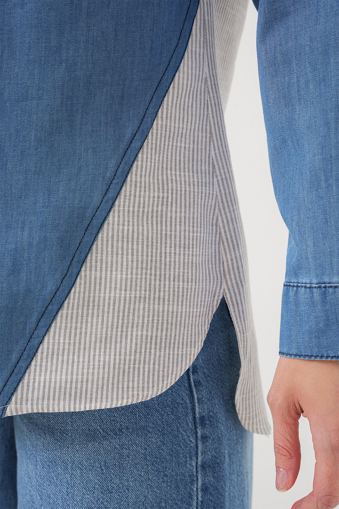 BGD Women Woman Back Detailed Denim Shirt 20305 - Blue - Yorba Linda