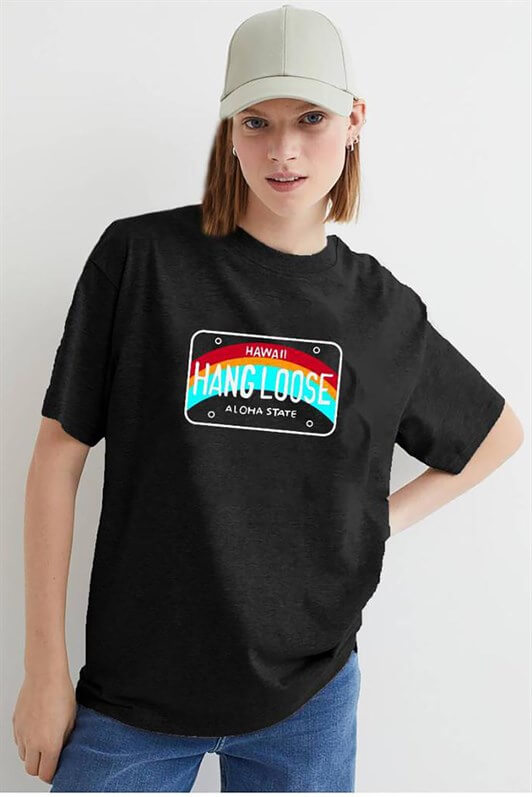 MDX Woman Black Printed Oversize T-shirt MG808 - Modica