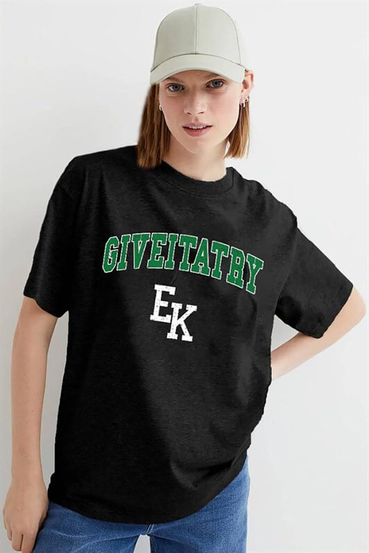 MDX Woman Black Printed Oversize T-shirt MG1318 - Telford