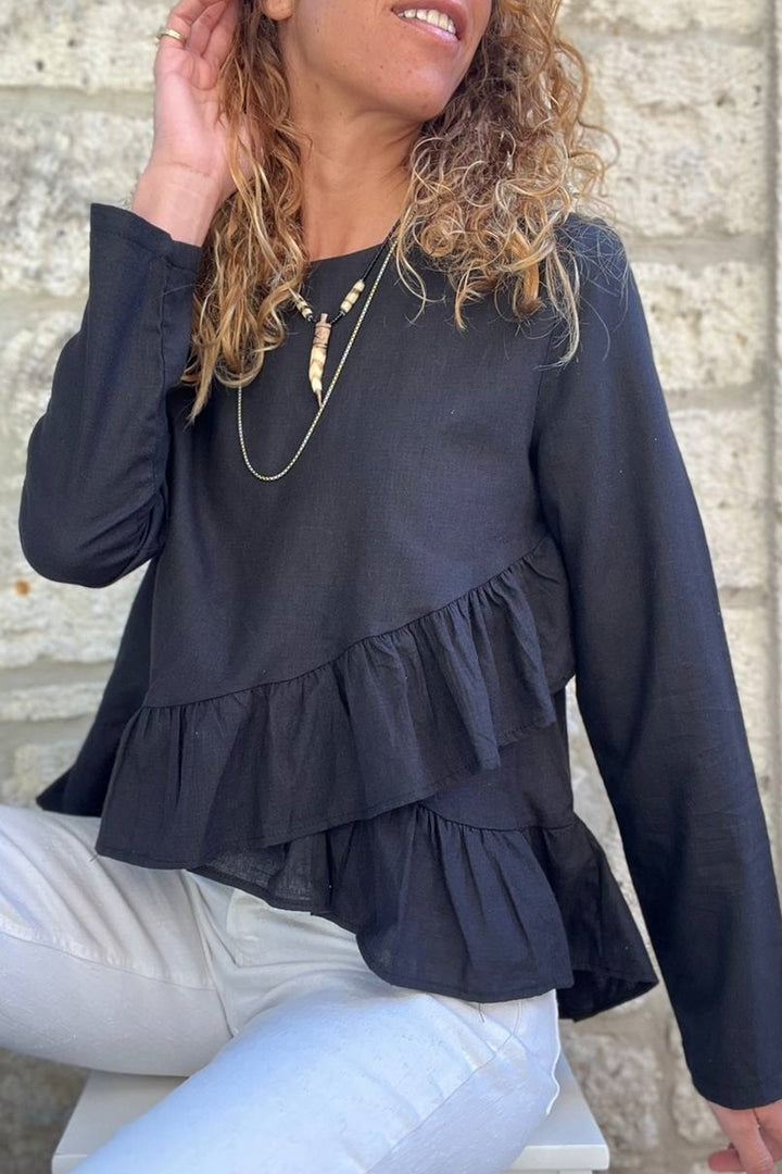 تنورة نسائية سوداء من GNS بلوزة فوال مكشكشة BST700-3571 - Kolomyia