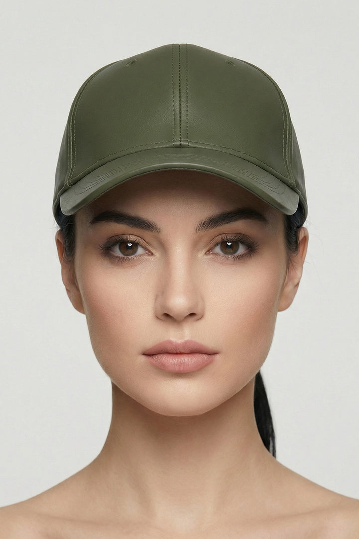 BGD Women Kadın Suni Deri Şapka 010195 - Haki - Caledon