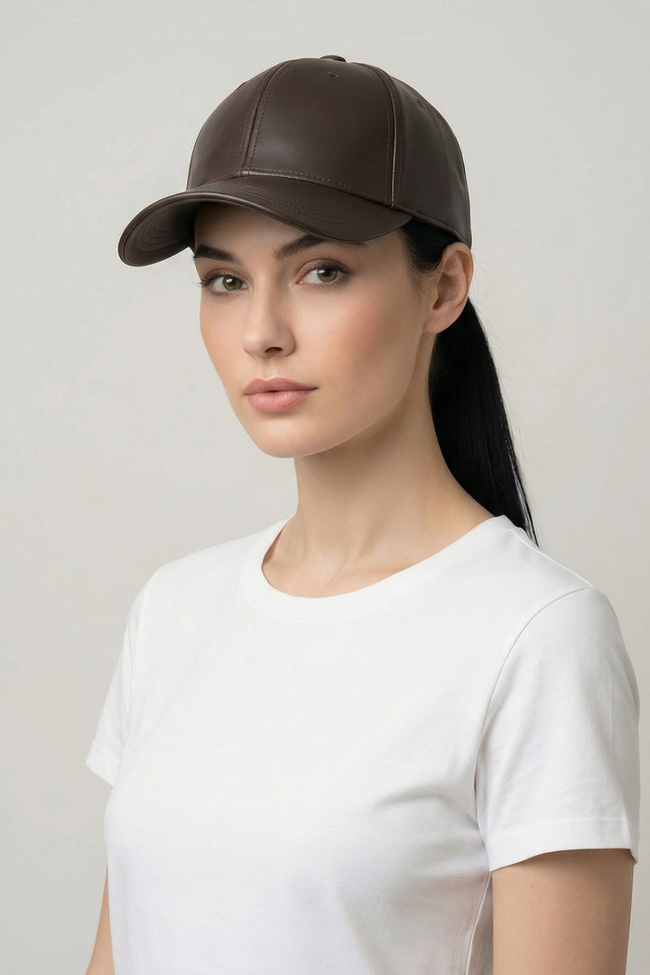 BGD Women Kadın Suni Deri Şapka 010195 - Kahverengi - Würselen