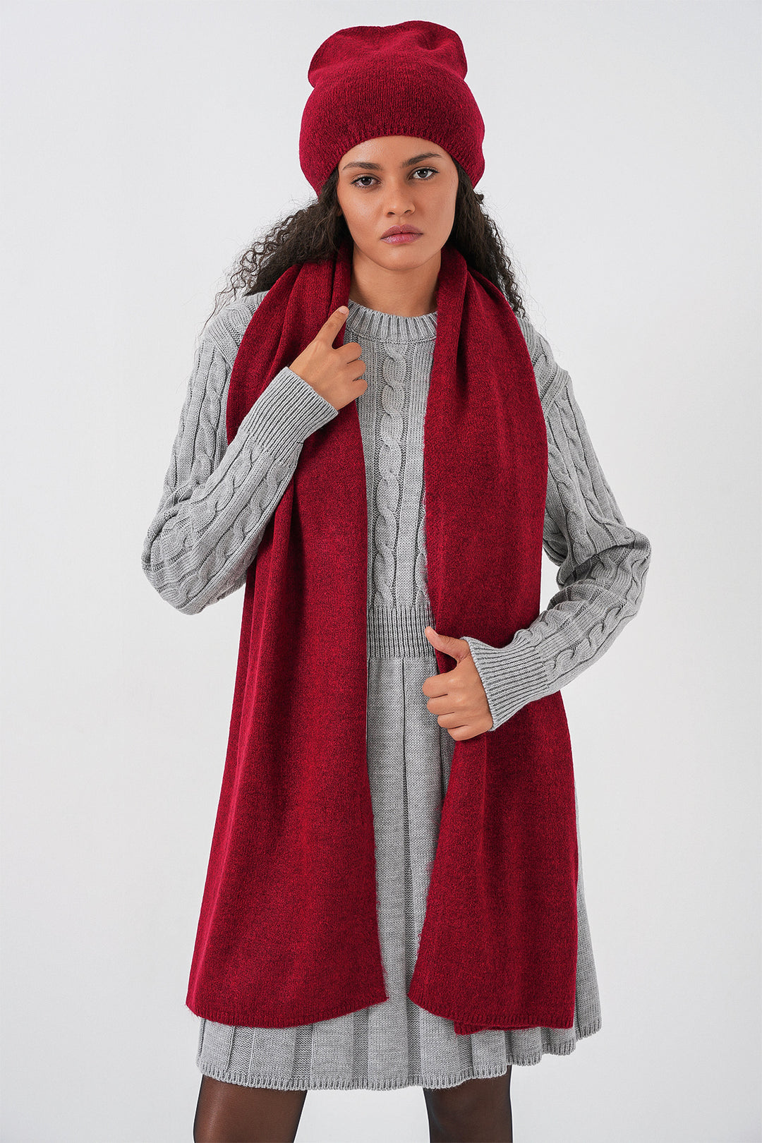 BGD Women Kadın Triko Atkı Bere 15939 - Bordo - McMinnville