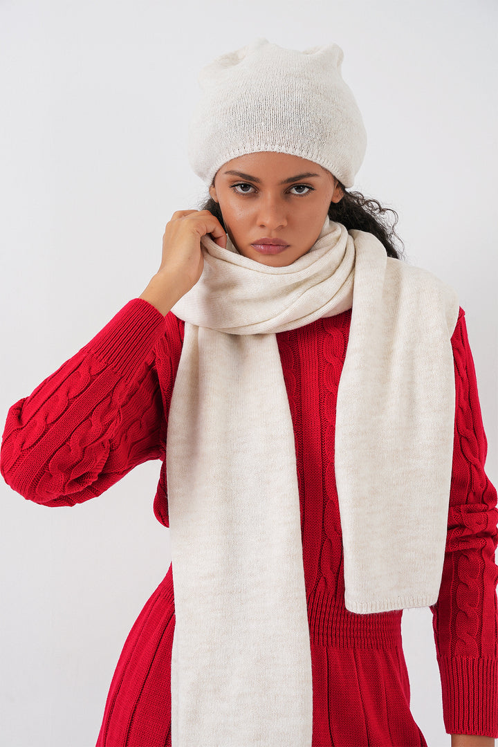 BGD Women Kadın Triko Atkı Bere 15939 - Ekru - Palenque