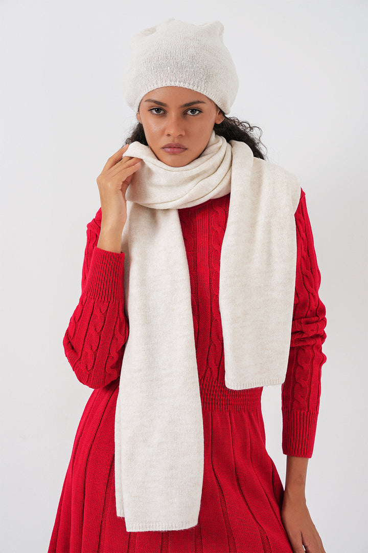 BGD Women Kadın Triko Atkı Bere 15939 - Ekru - Palenque