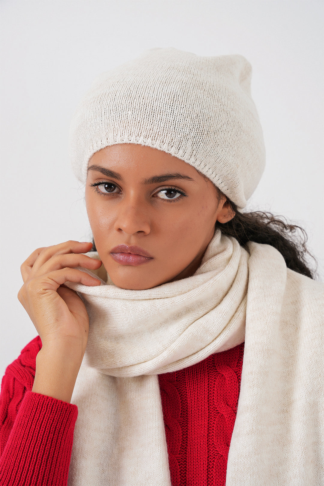 BGD Women Kadın Triko Atkı Bere 15939 - Ekru - Palenque