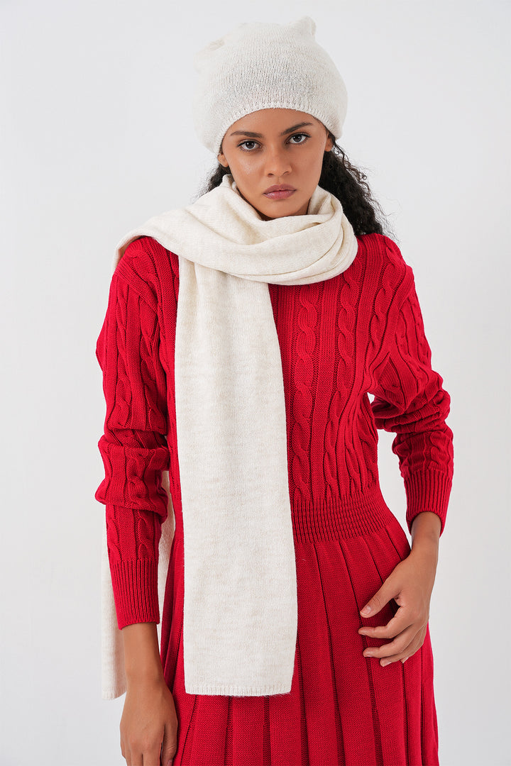 BGD Women Kadın Triko Atkı Bere 15939 - Ekru - Palenque