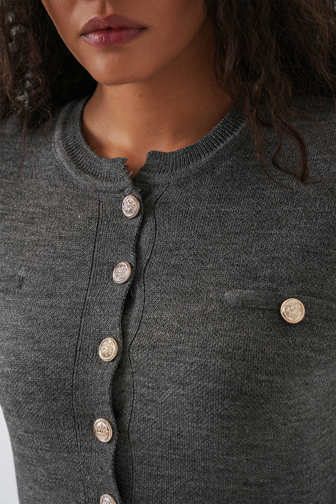 BGD Women Women's Knit Cardigan Skirt Set 15942 - Anthracite - Costa Mesa