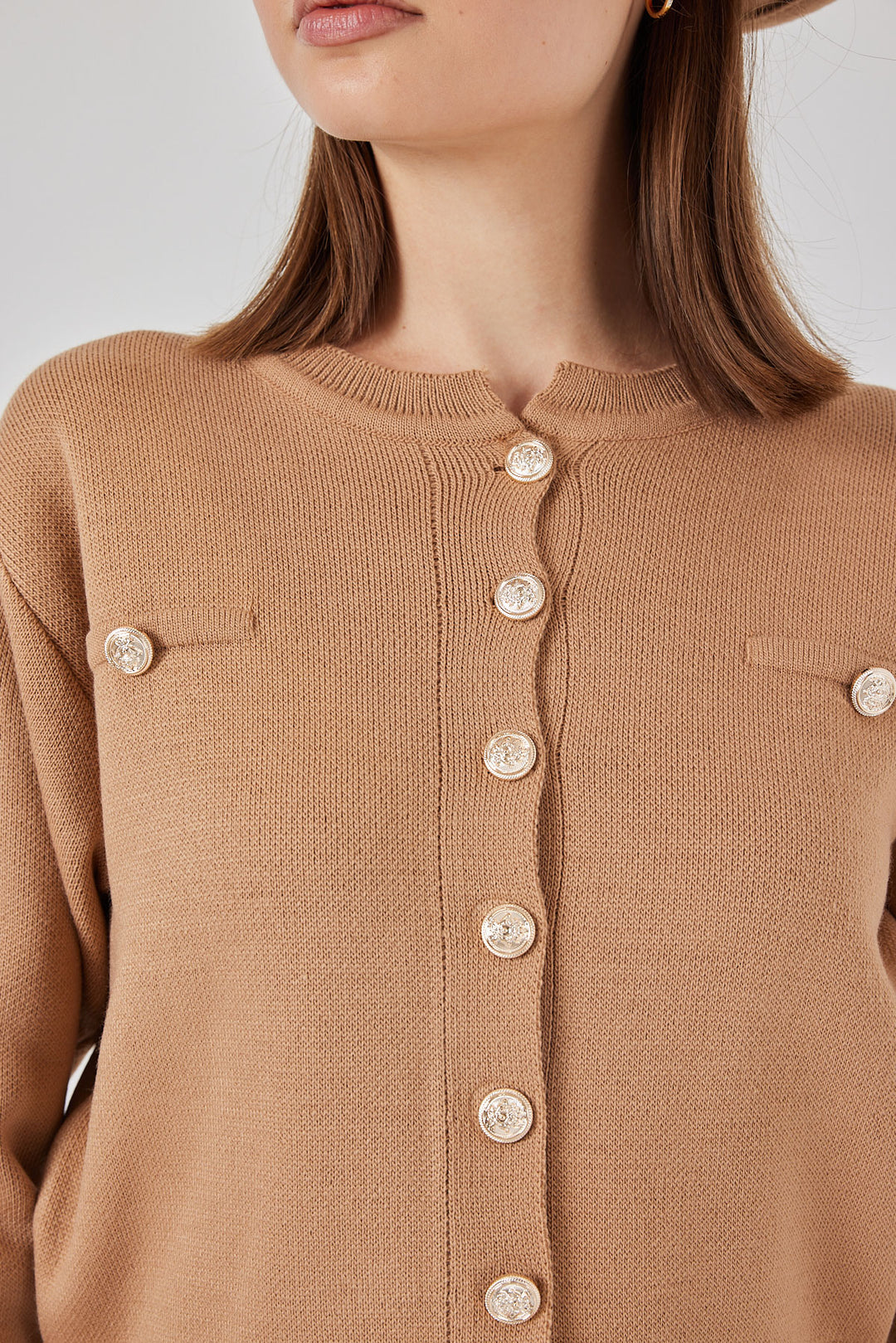 BGD Women Women's Knit Cardigan Skirt Set 15942 - Biscuit - Podujevë