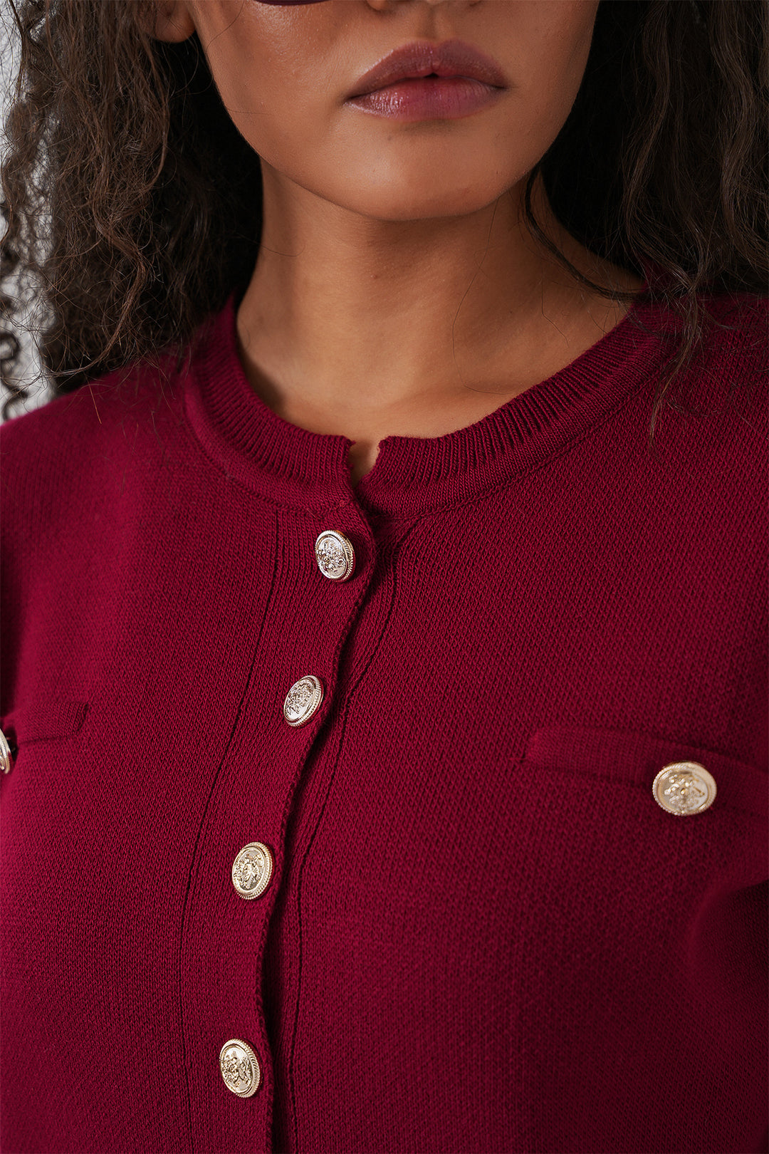 BGD Women Women's Knit Cardigan Skirt Set 15942 - Burgundy - Königs Wusterhausen