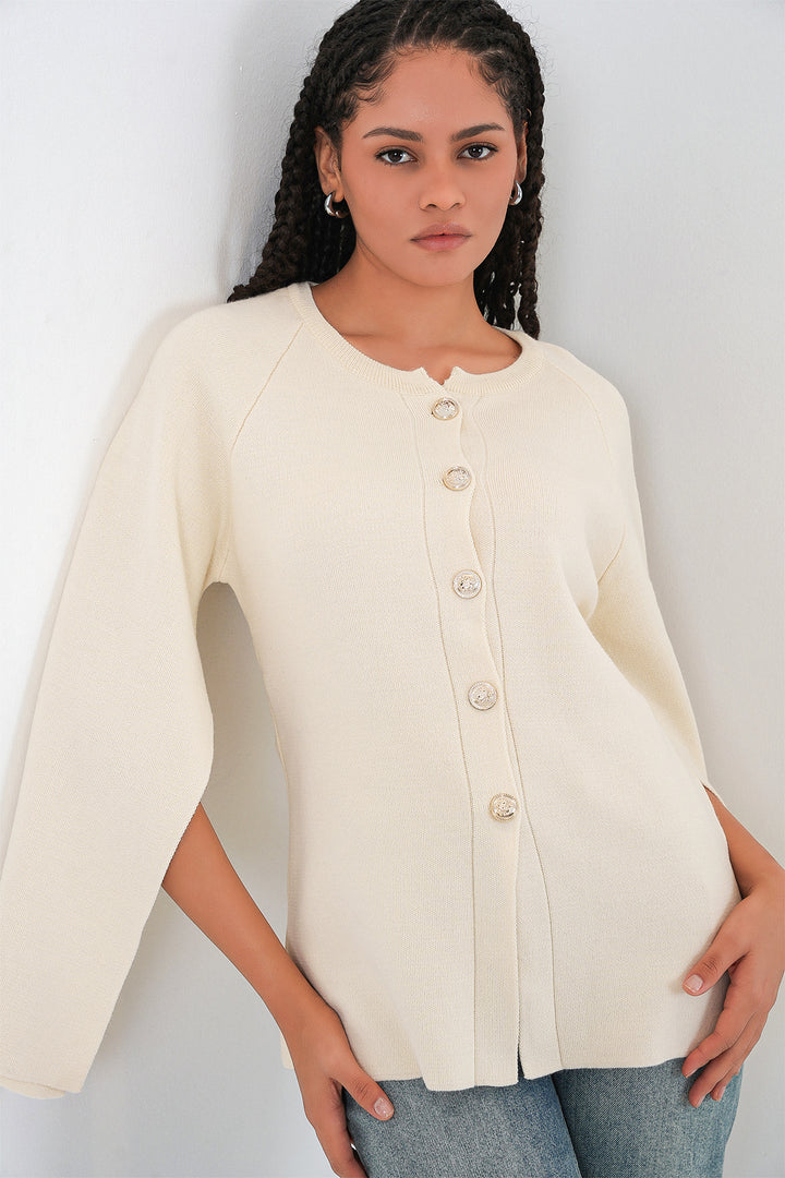 BGD Women Kadın Triko Panço Hırka 15965 - Ekru - Apatzingan de la Constitucion