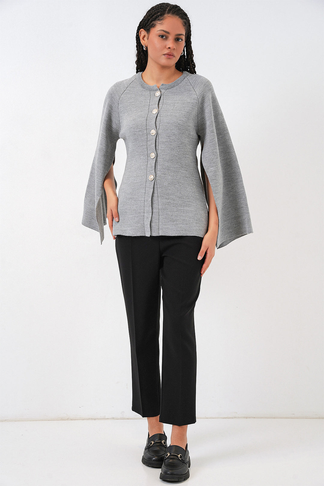 BGD Women Women's Knit Poncho Cardigan 15965 - Grey - Rexburg