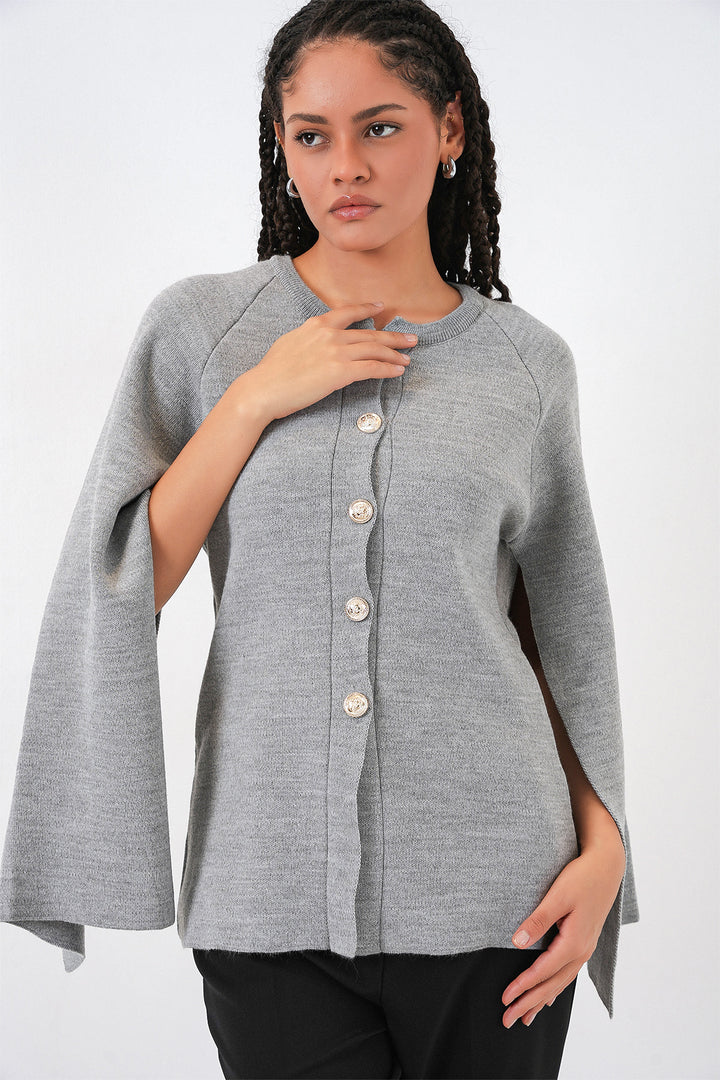 BGD Women Women's Knit Poncho Cardigan 15965 - Grey - Rexburg