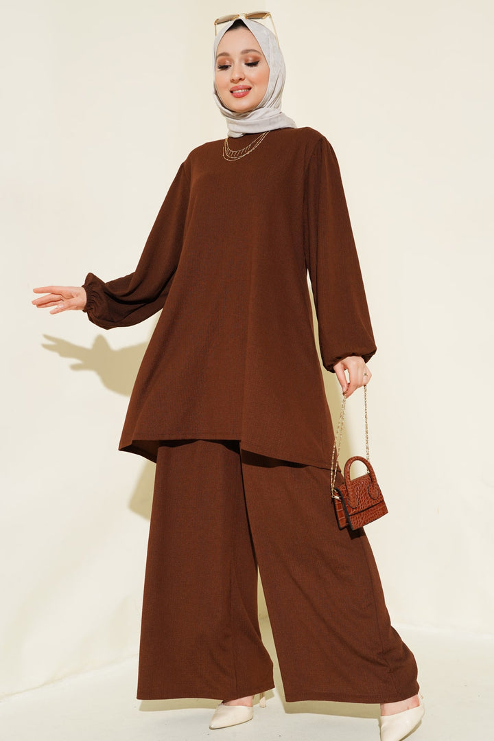 BGD Women Woman Brown Tunic Pants Top Set 6663 - Berkeley