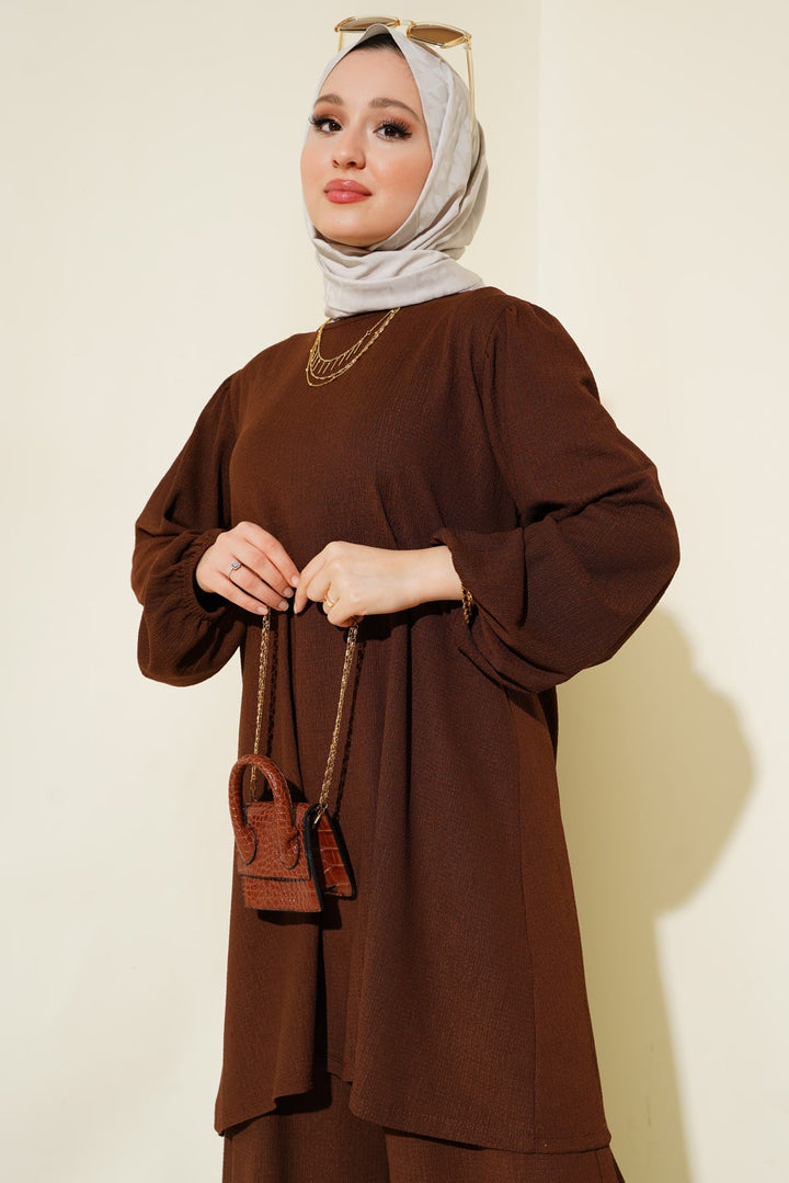 BGD Women Woman Brown Tunic Pants Top Set 6663 - Berkeley